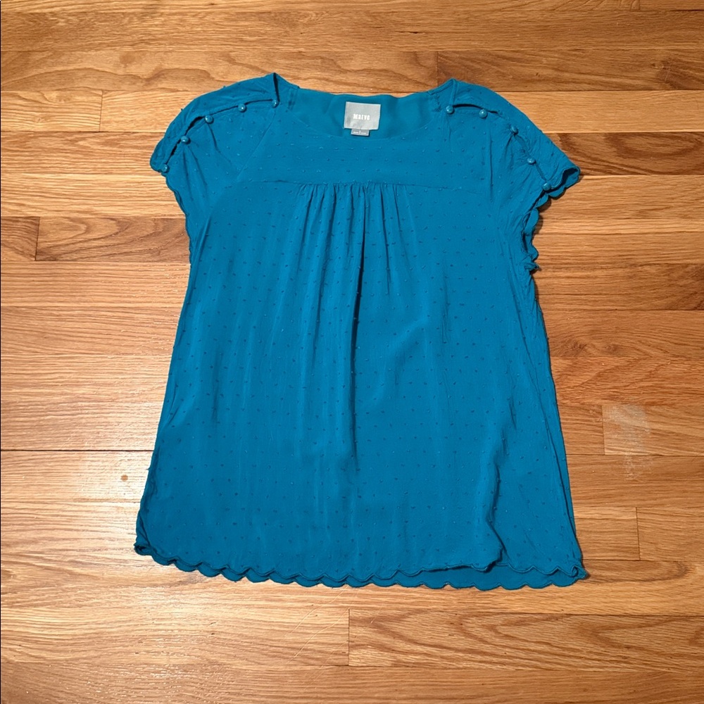 Maeve teal Blouse‎ with Textured Detail size 4